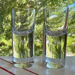 Kosta Boda Sweden Pippi Bubble Shot Glasses Set of 2 Art Glass